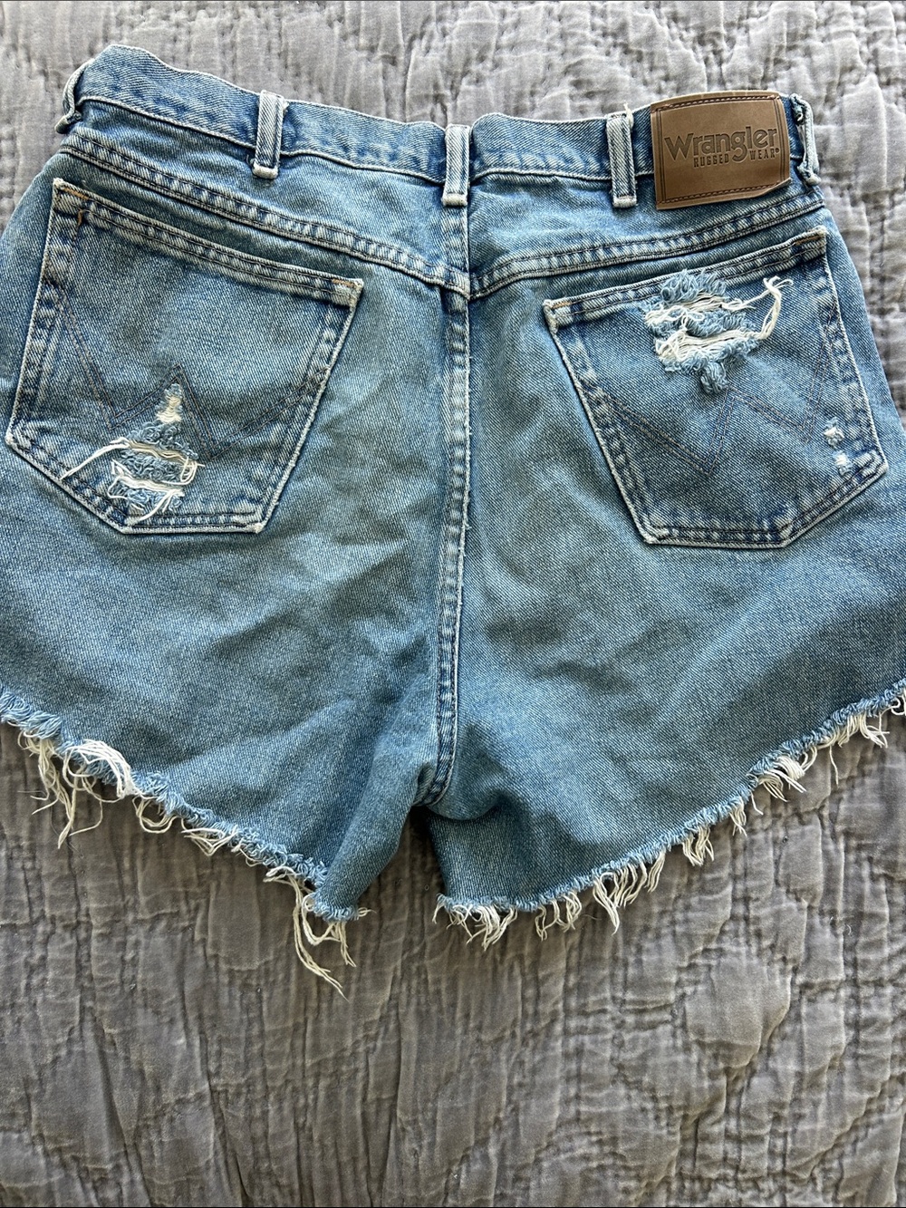 Wrangler Light Blue Distressed Denim Cutoff Shorts